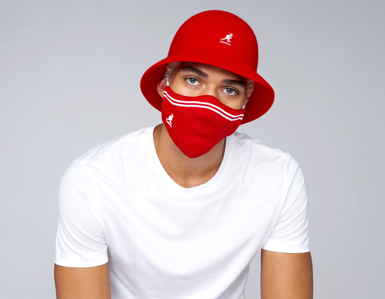Kangol face mask and matching hat
